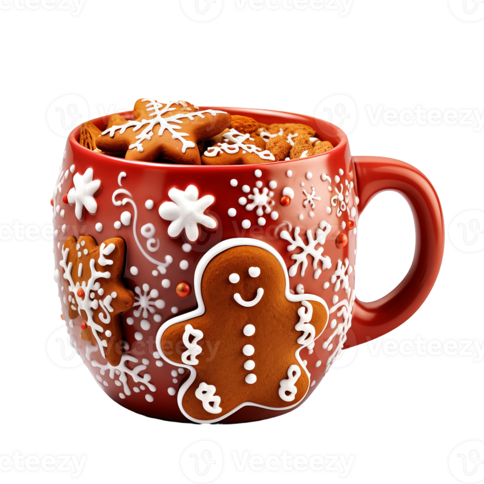 christmas mug with snowflakes on transparent background png