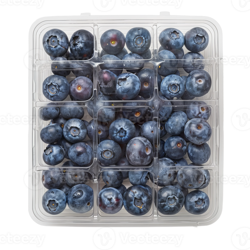 blueberries in plastic containers on a transparent background png