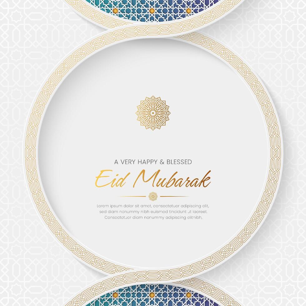 Ramadan Kareem elegant social media post template with Islamic pattern and arch frame vector