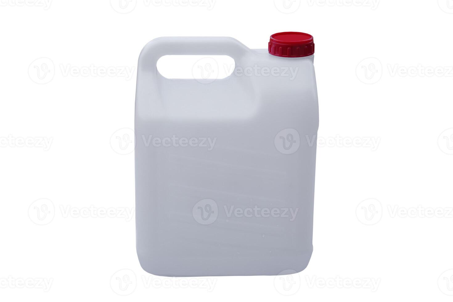 Plastic canister , gallon isolated on white background. Concept, container for contain water, liquid chemicals in daily life. Plastic packaging industry. photo