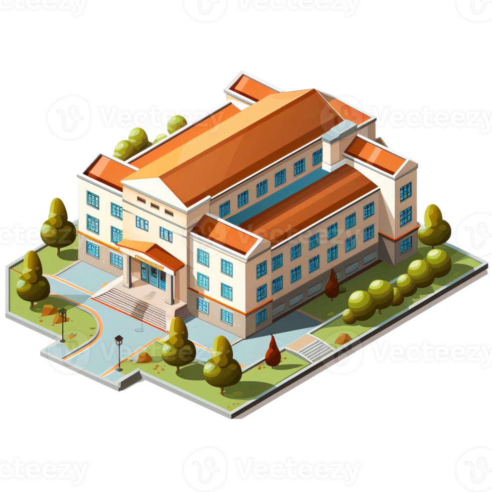an illustration of a building with a clock tower png