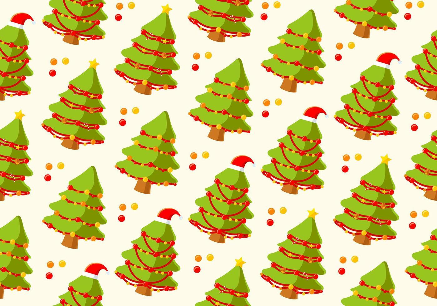 Christmas tree endless pattern with cartoon design style suitable for background, sticker, template. vector