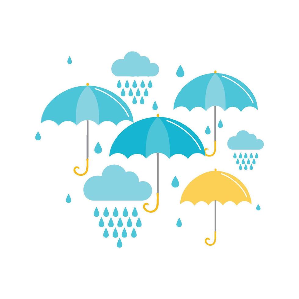 simple illustration of rainy cloud with umbrella vector