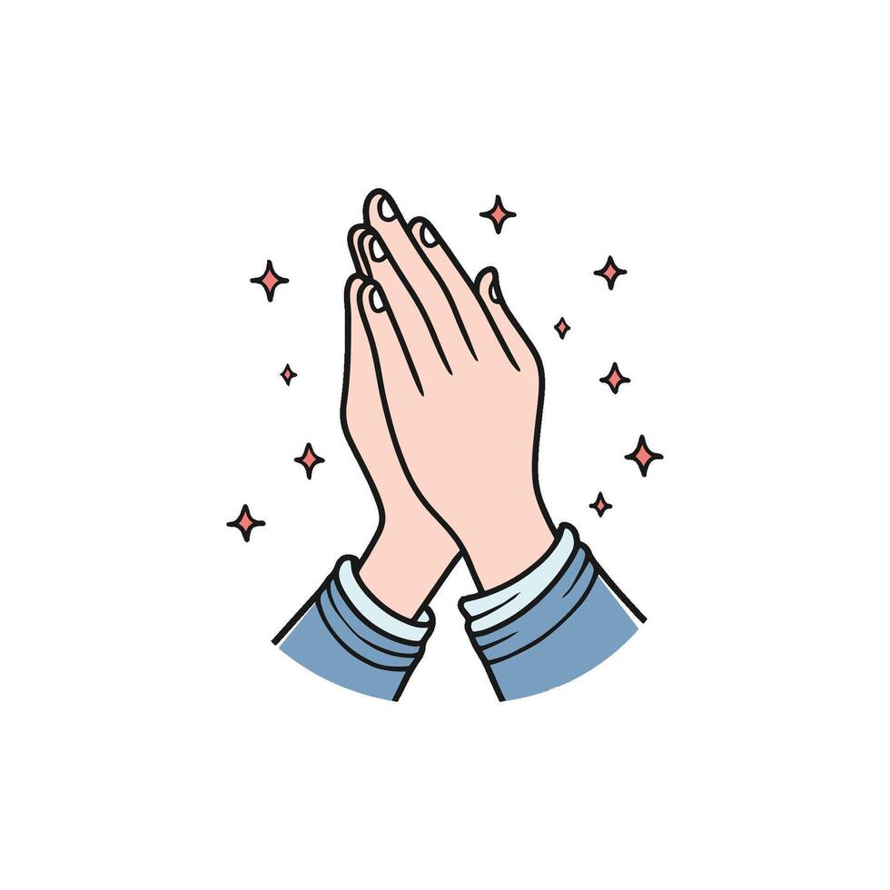 simple illustration of a hand in praying pose vector