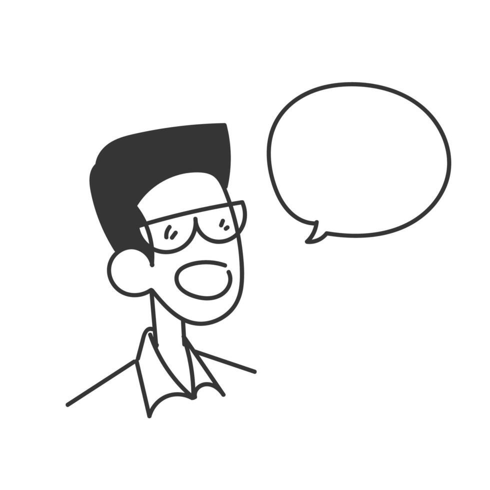 a man with glasses talking to a speech bubble vector