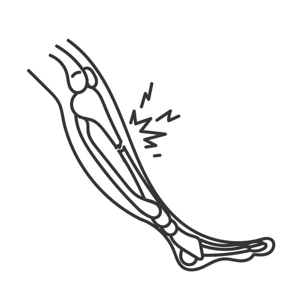 a line drawing of a foot with a bone fractured in it vector