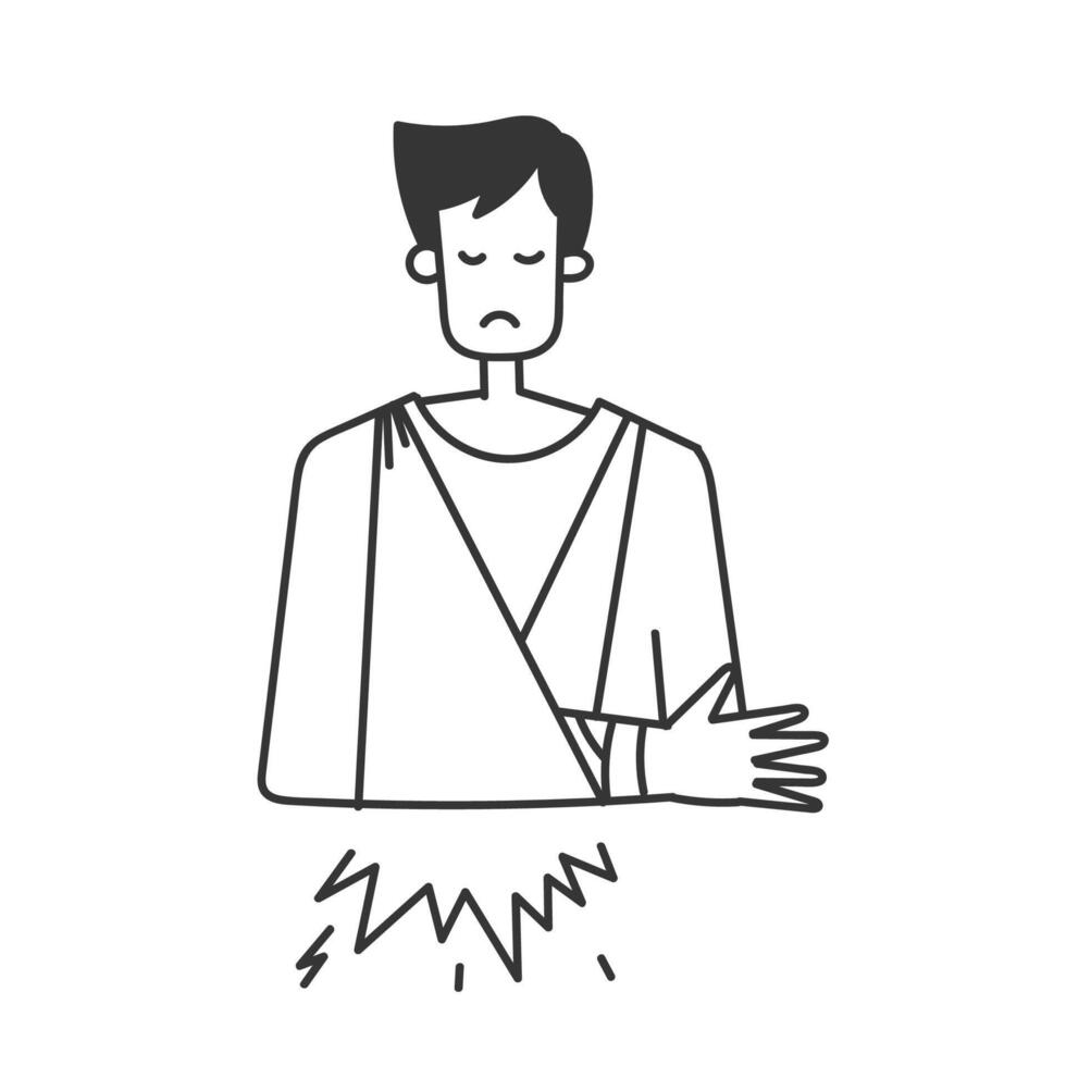 a man with a broken arm is holding his arm up vector