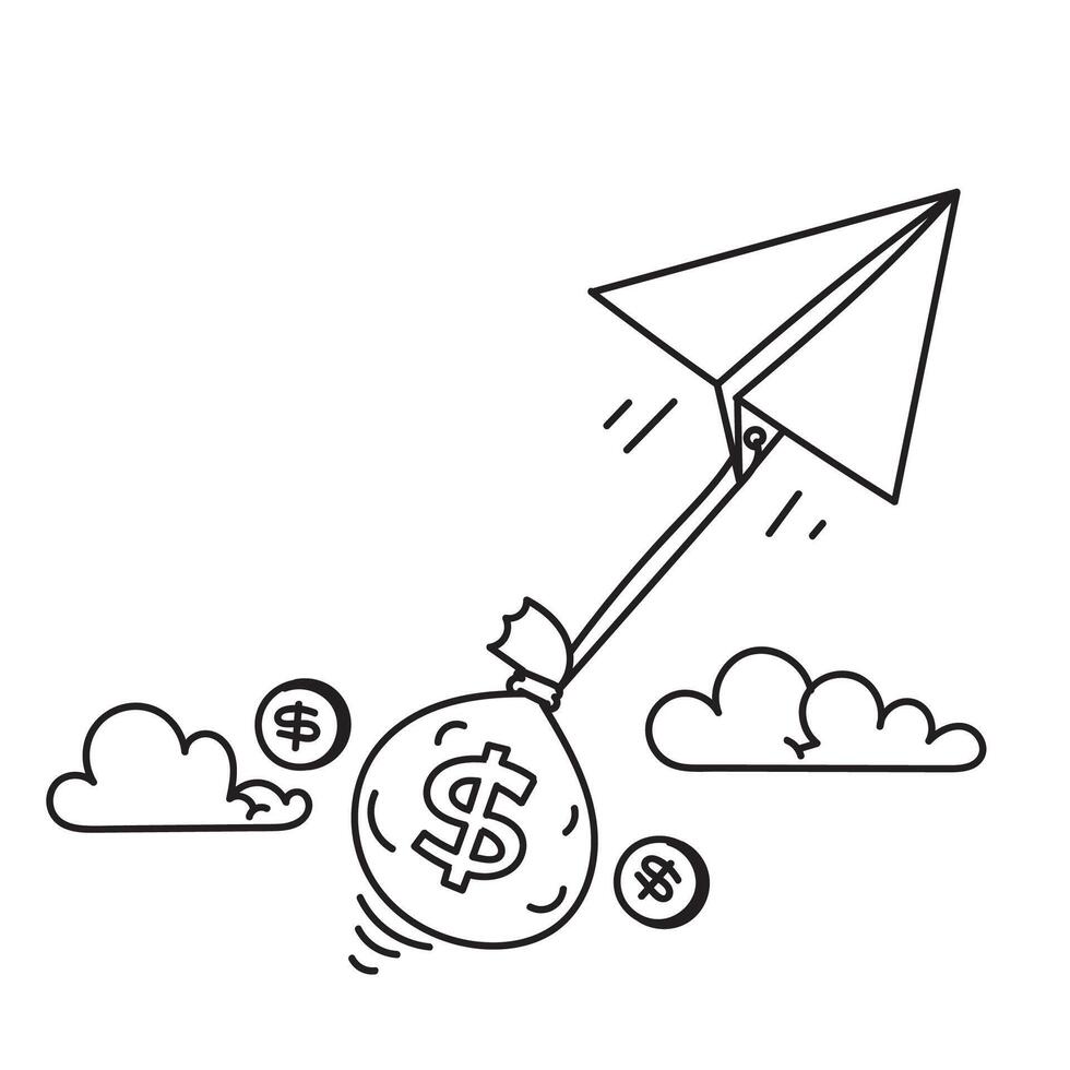 money flying out of a plane with a dollar sign vector