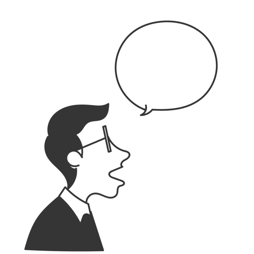 a man with glasses and a speech bubble vector