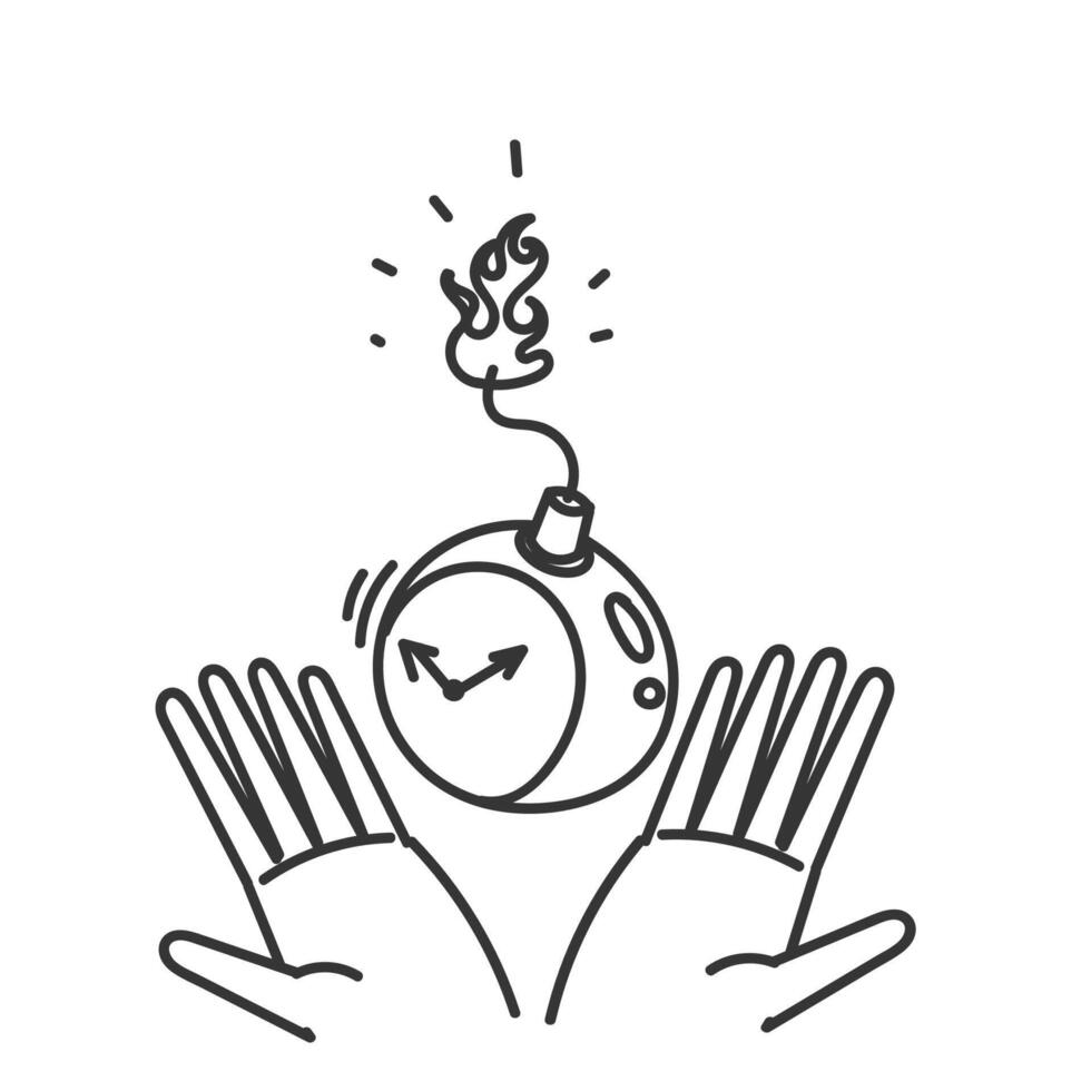 a hand holding a clock with smoke coming out of it vector