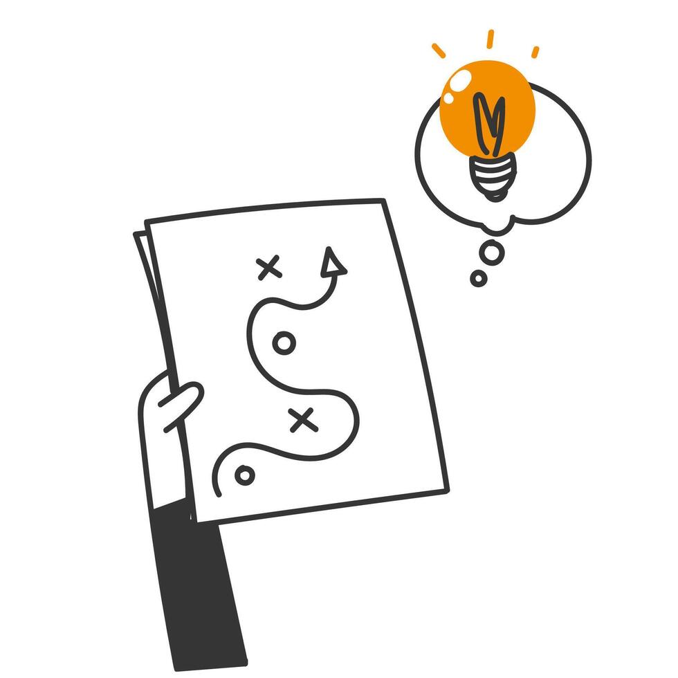 hand holding paper with light bulb above it vector