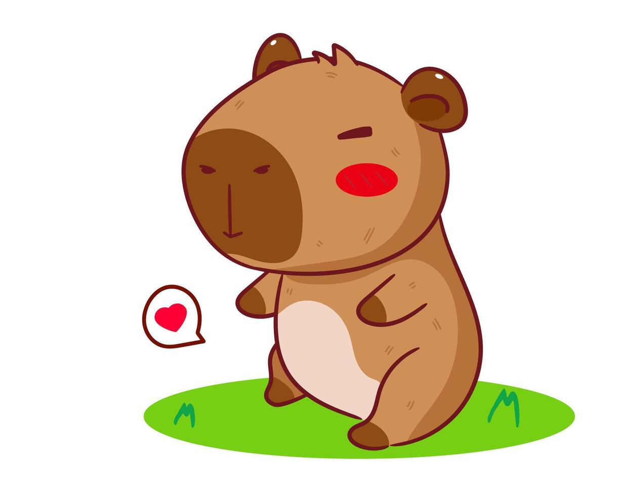 Cute Capybara Cartoon . Adorable and Kawaii Animal Concept Design. Hand drawn style. Icon Mascot Logo Illustration. Isolated White Background. vector