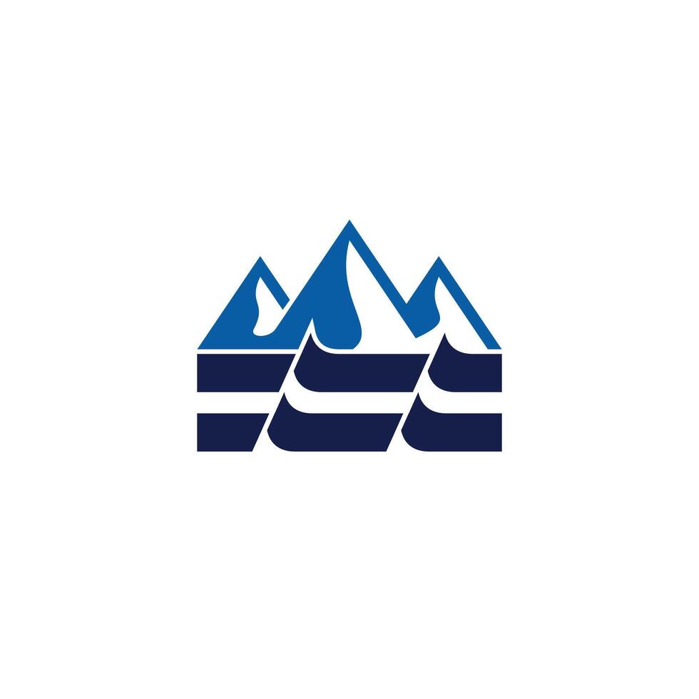 mountain and sea or river logo badge icon design vector