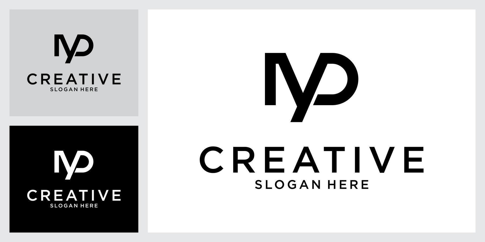 MP or PM initial letter logo design vector