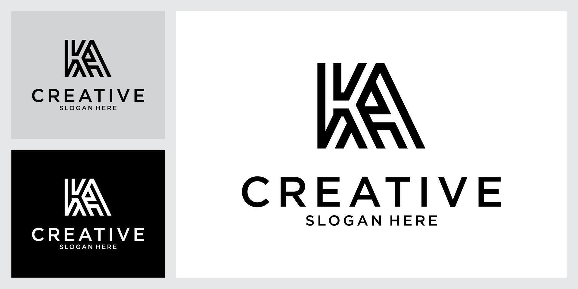 KA or AK initial letter logo design vector