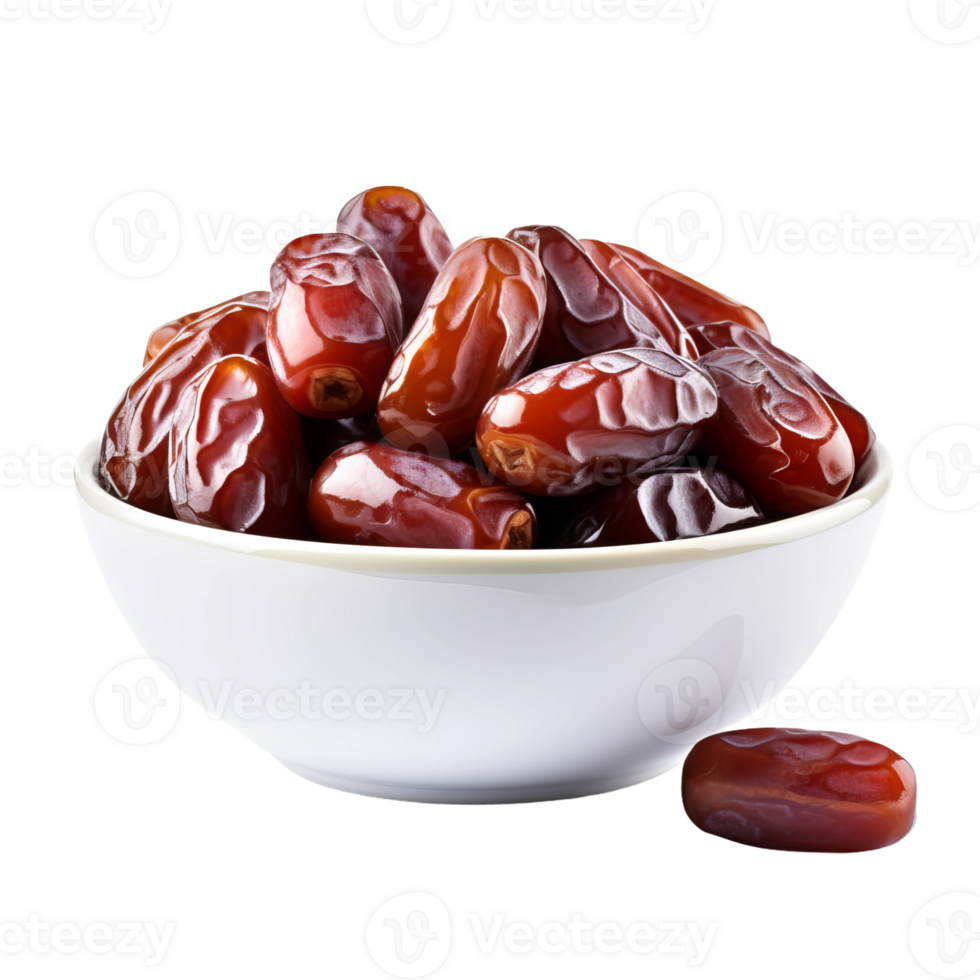 dates in a bowl on a transparent background png