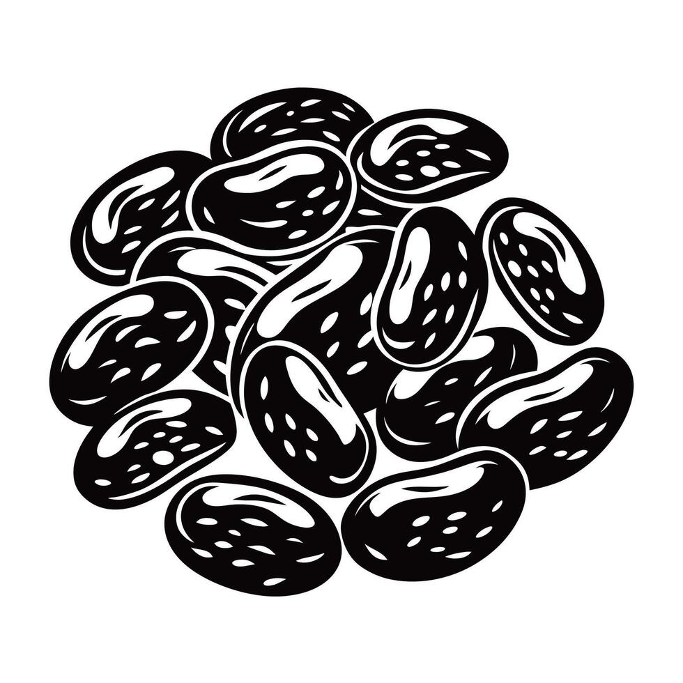 Pinto Beans Illustration Art silhouette Isolated on White vector
