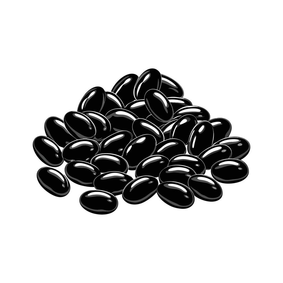 Black Beans Art silhouette Isolated on White vector