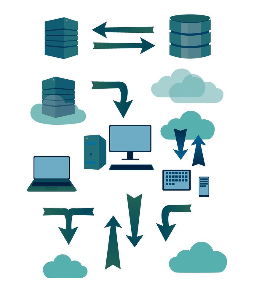 Symbols explaining database webserver flow vector