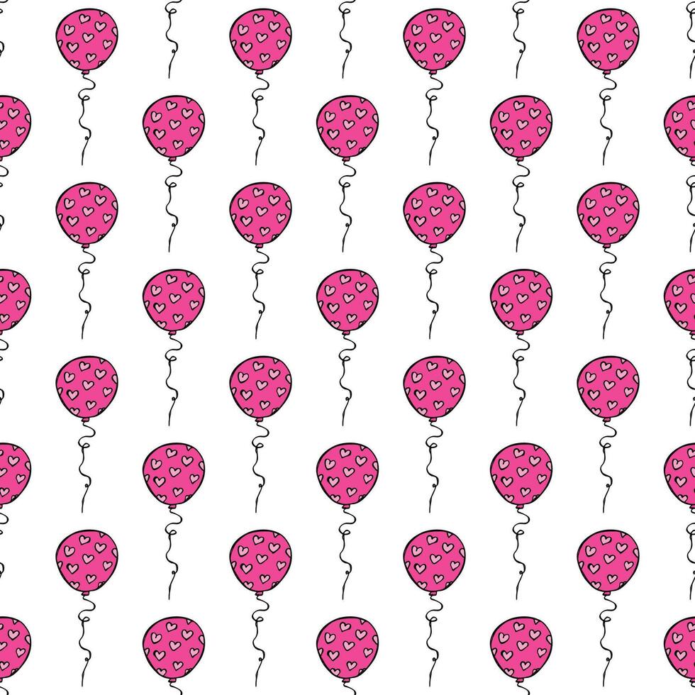 Holiday seamless pattern with flying balloon doodle for decorative print, wrapping paper, greeting cards, wallpaper and fabric vector