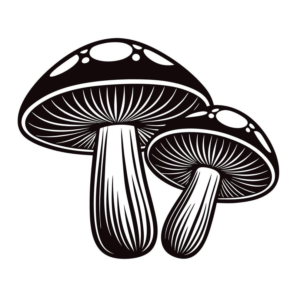 Mushrooms Illustration silhouette, Isolated on White vector