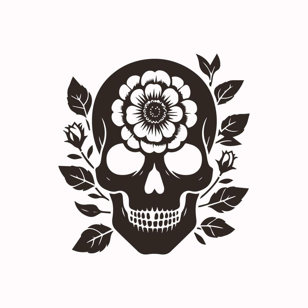 Skull illustration with flower vector