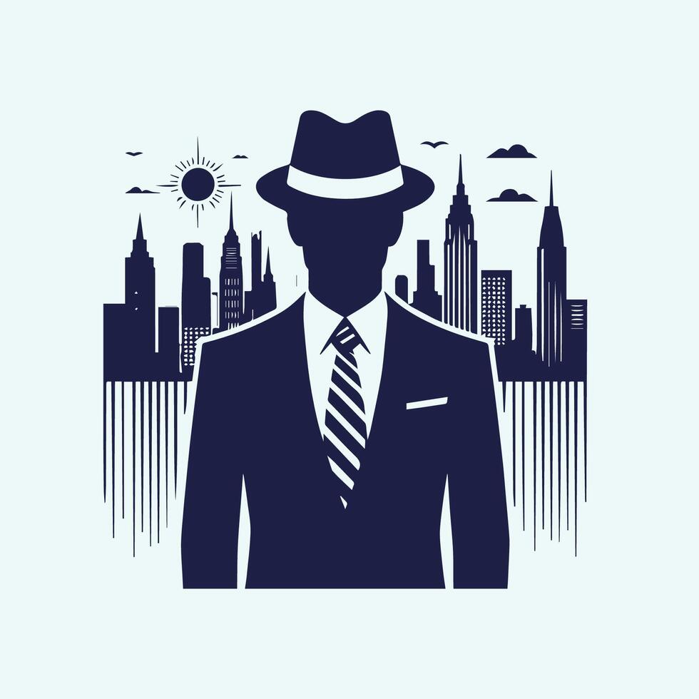 Business Silhouettes with building behind vector