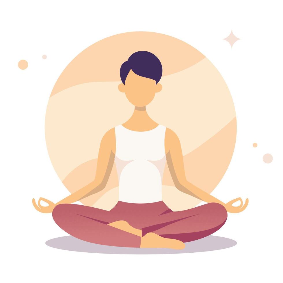 classy woman meditation illustration, simple and clean design vector