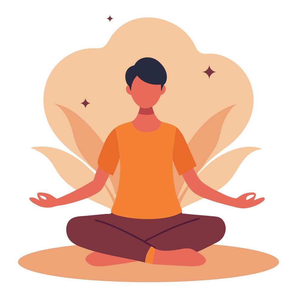 man meditation illustration, simple and clean design vector