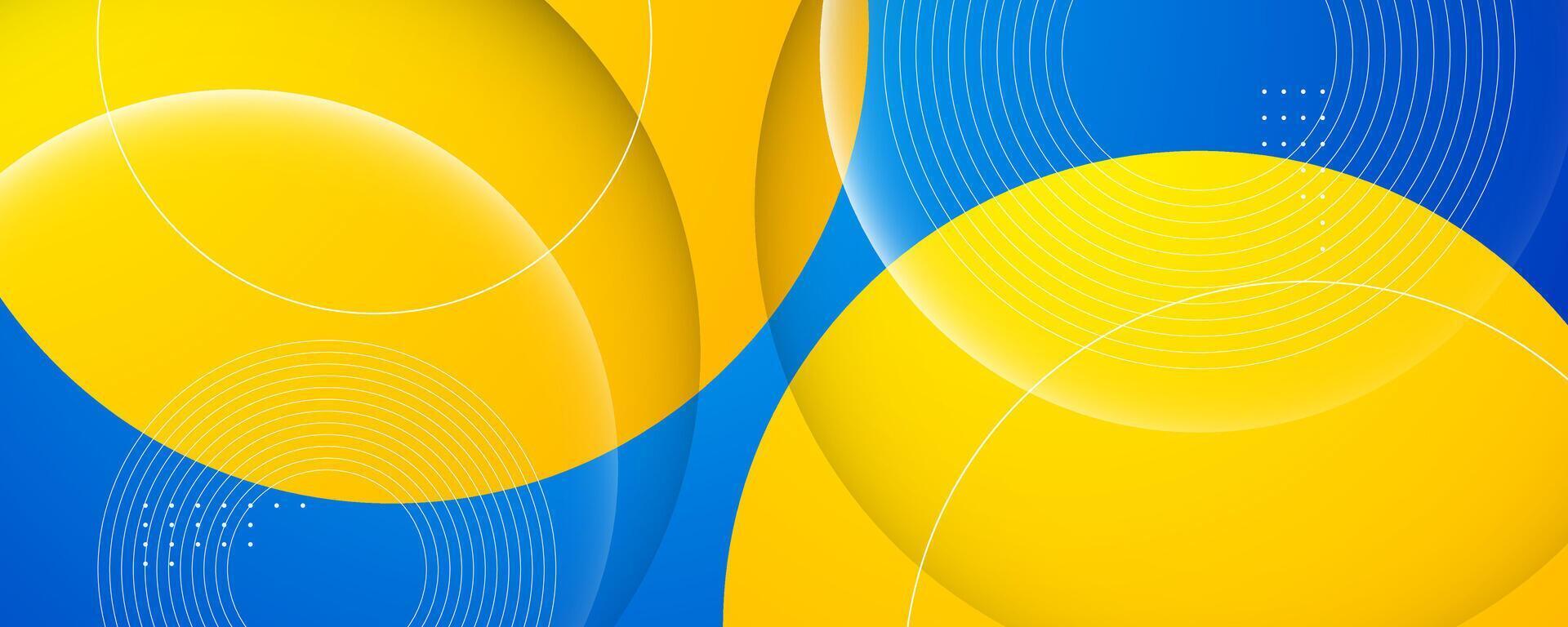 blue and yellow abstract background with dynamic circles vector