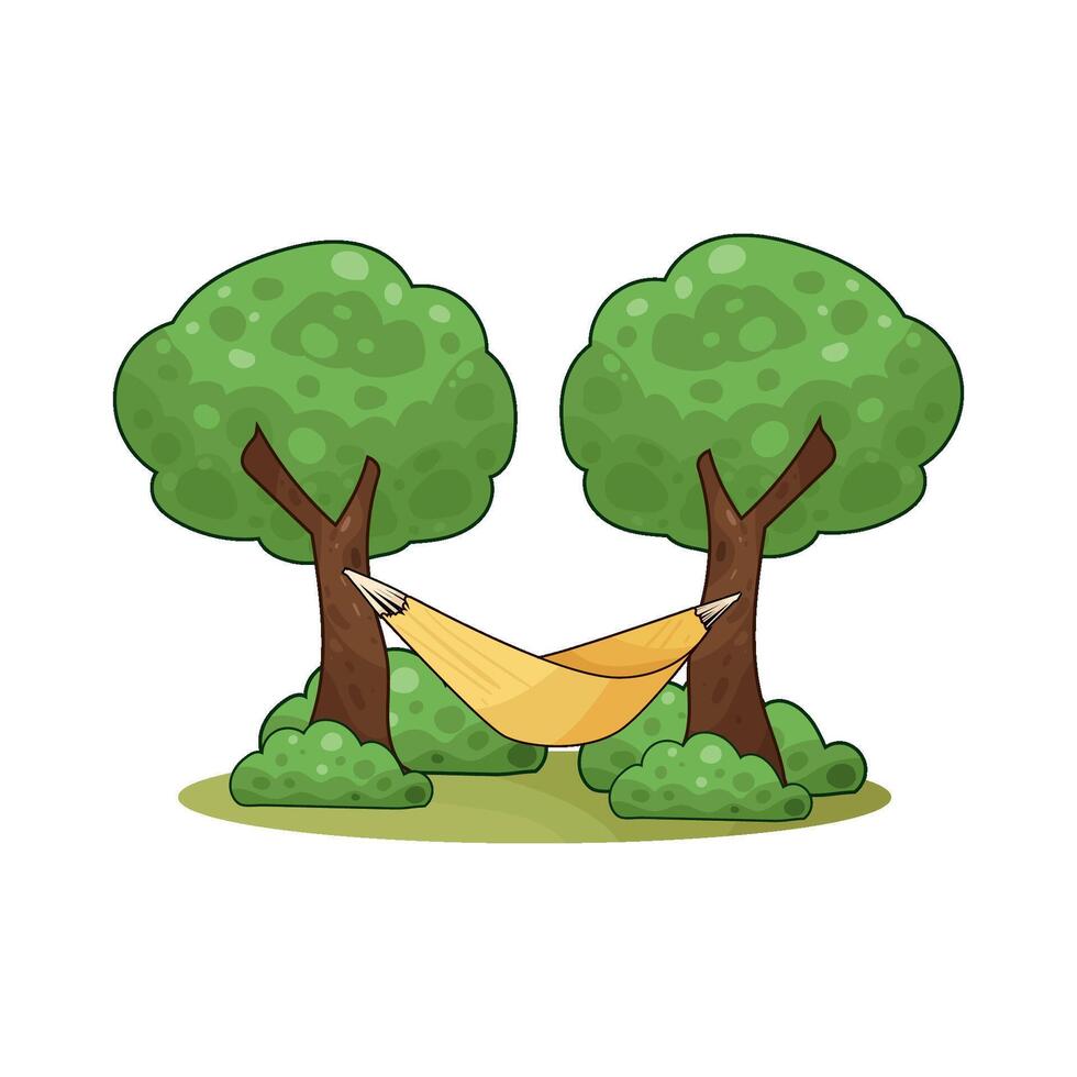 illustration of hammock to relax among the trees vector