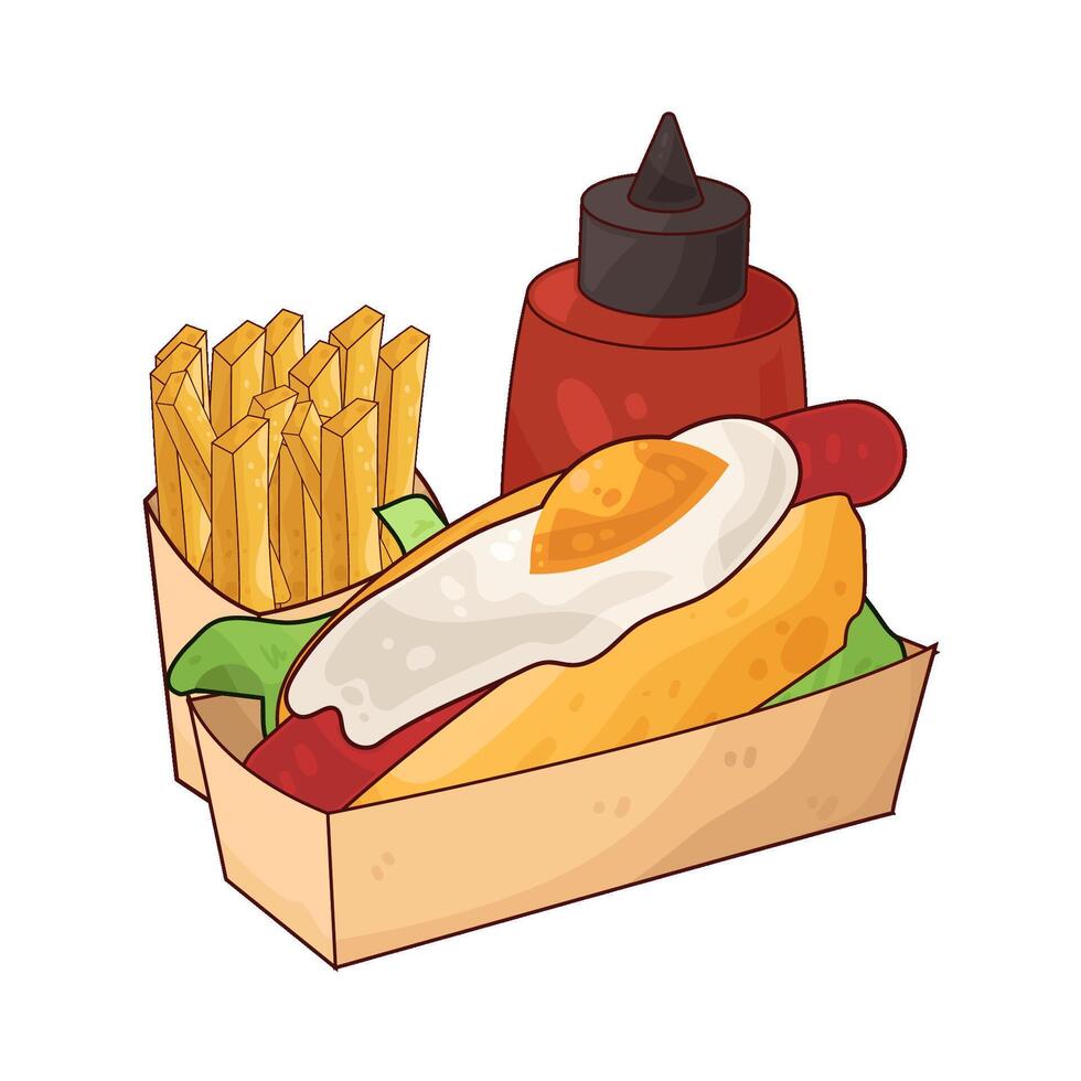 Hotdog and Egg Combination illustration vector