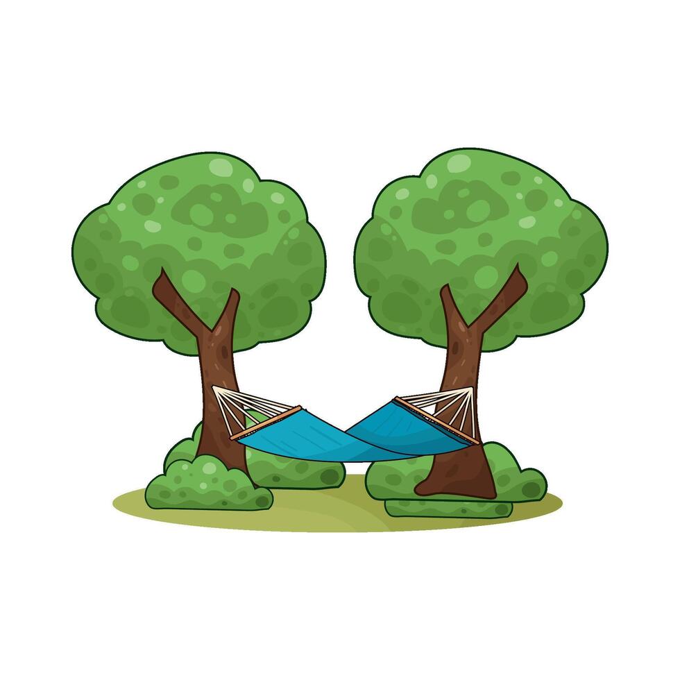 hammock among the green trees illustration vector