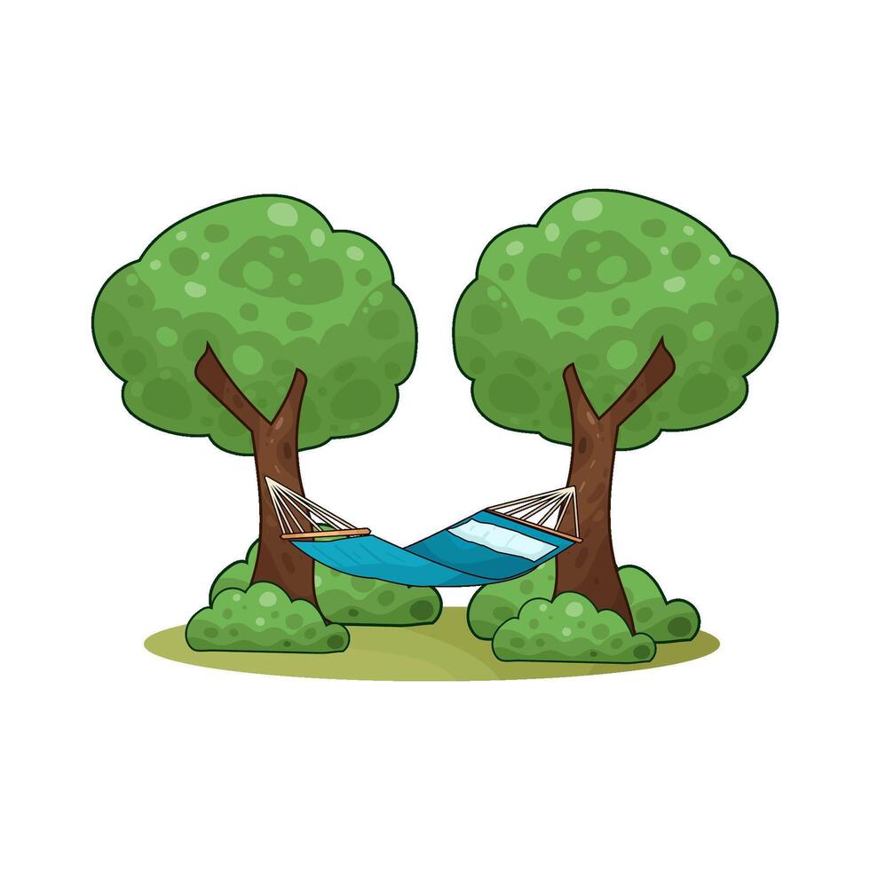 hammock to relax among the green trees vector