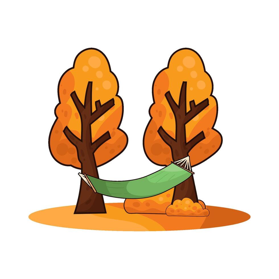 illustration of hammock hanging in the forest vector