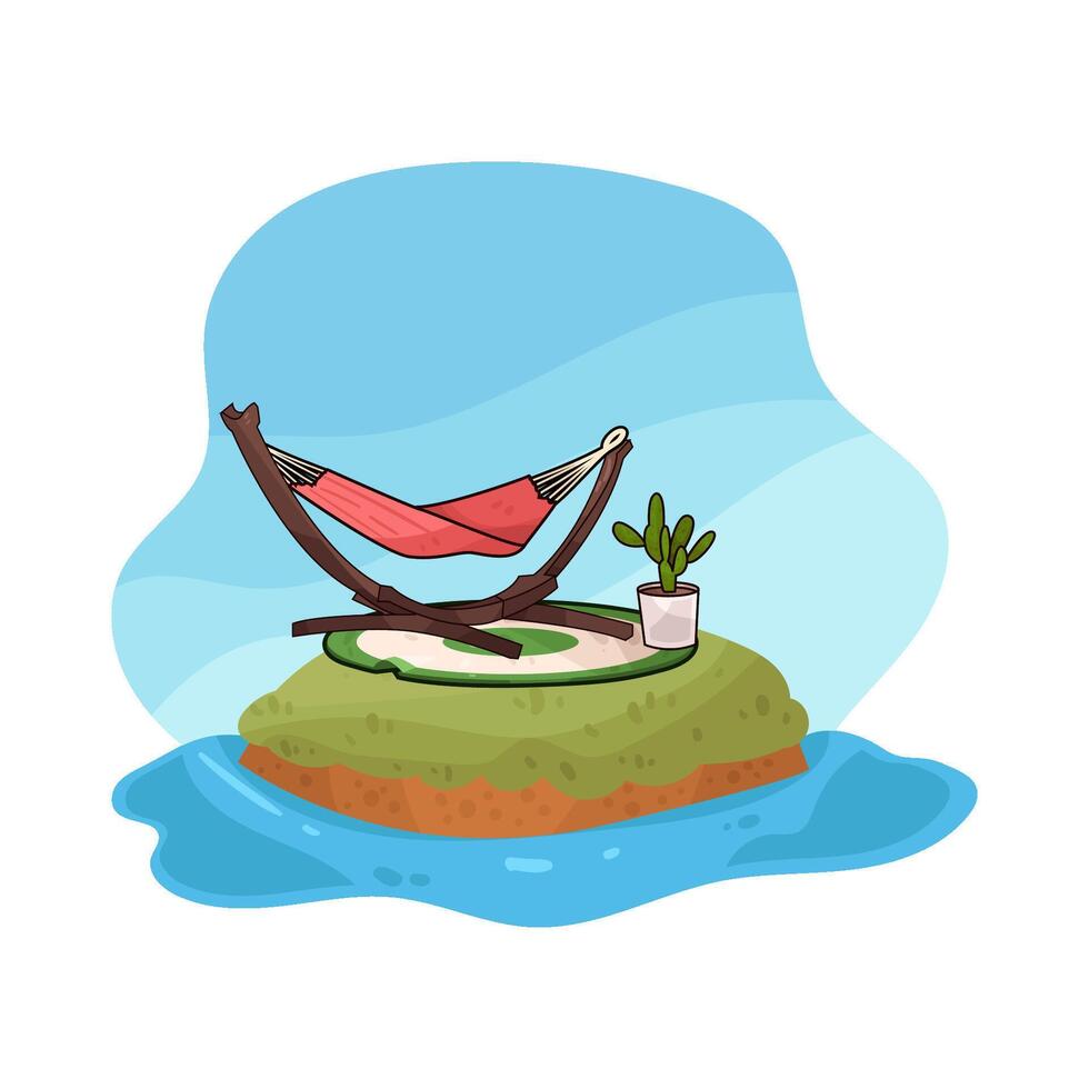 hammock for relaxing on the beach illustration vector