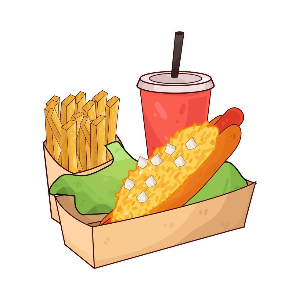 illustration of Cheese hotdog with soda cup vector
