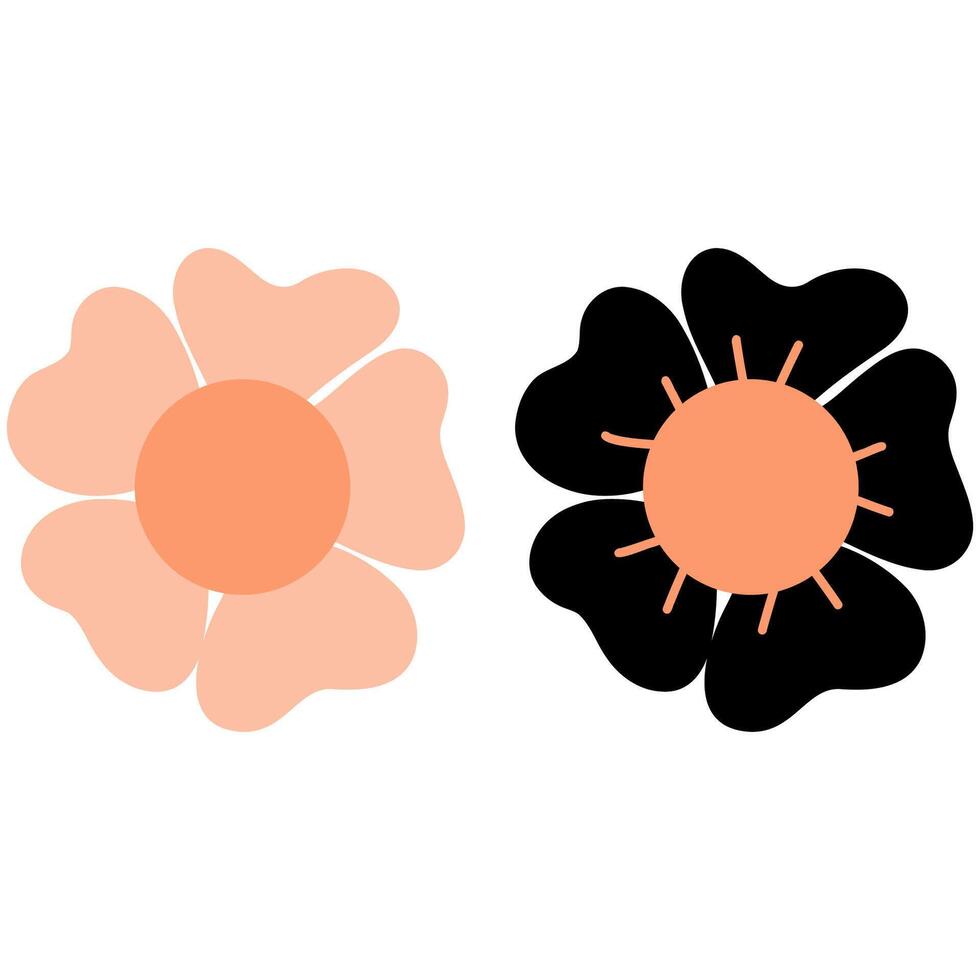 Orange and black flowers illustation on white background vector