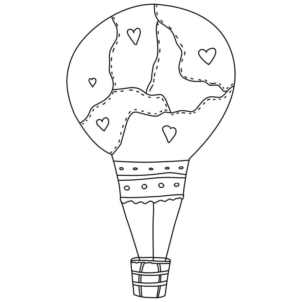 Air Balloon with hearts Illustration on a white background vector