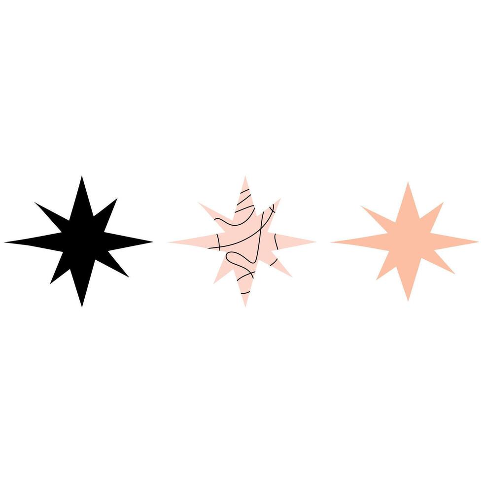 Eight-pointed stars illustration, 8 points star, black and orange vector