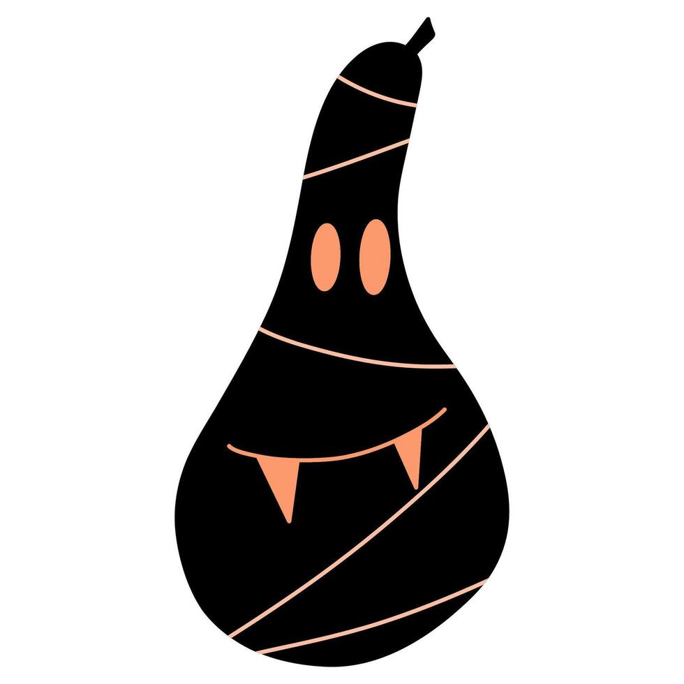 Mummy pumpkin illustration, mummy with fangs, ghost on white background vector