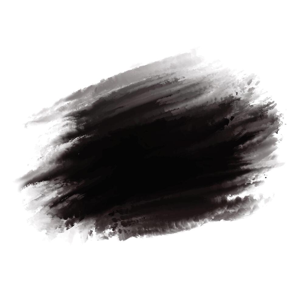 Modern dark black watercolor brush stroke on white background vector