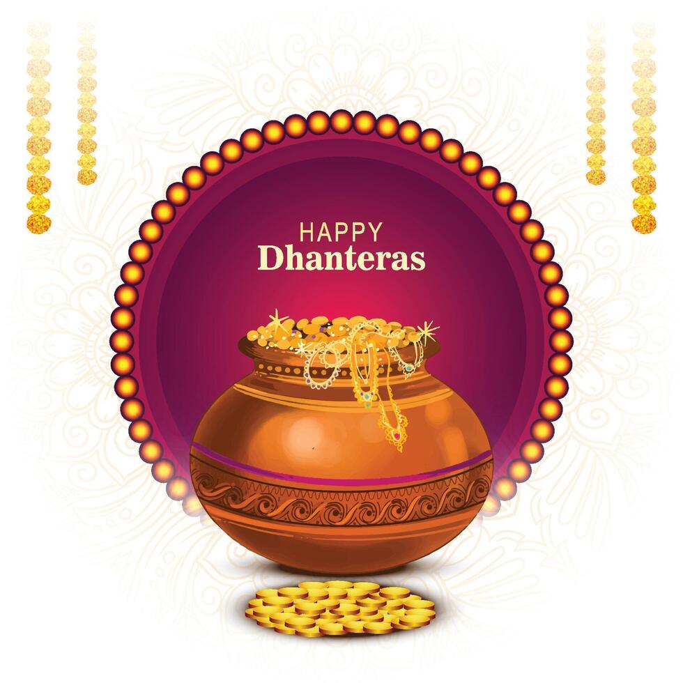 Indian auspicious festival happy dhanteras card background vector