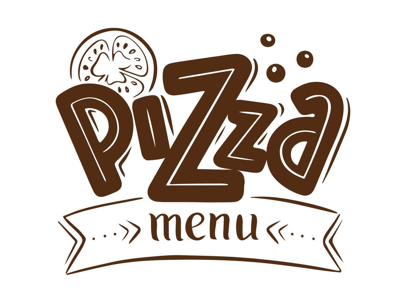 The text is Pizza menu on white isolated background. Lettering, text, fast food illustration. . illustration vector