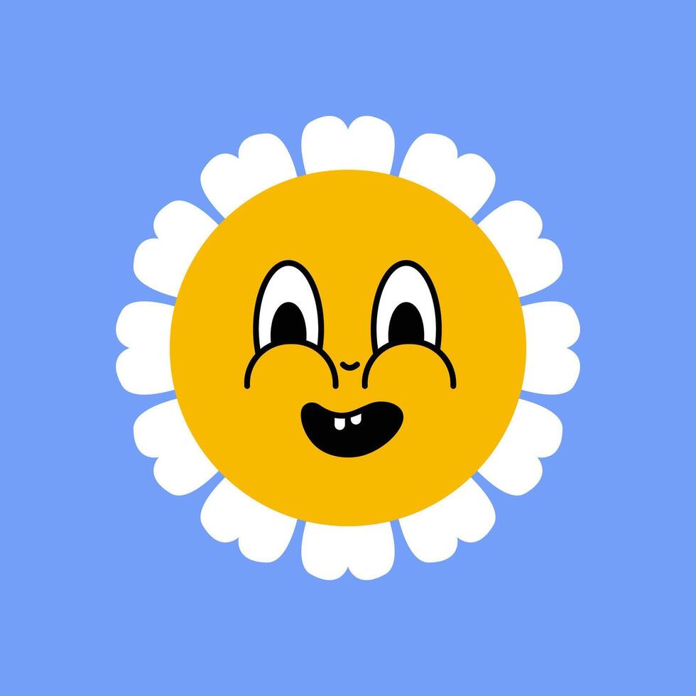 Daisy flower smiling face, cute sunflower emoji for different emotions, great for adding joy to your designs vector