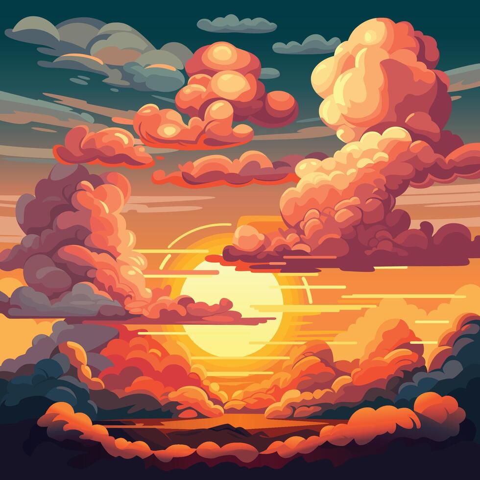 evening sky clouds. Sunset. Background design vector