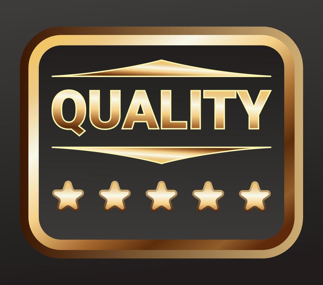 Golden luxury label and banner, gold premium quality certificate ribbon, badge. Luxury VIP and premium quality sticker tag and banner vector