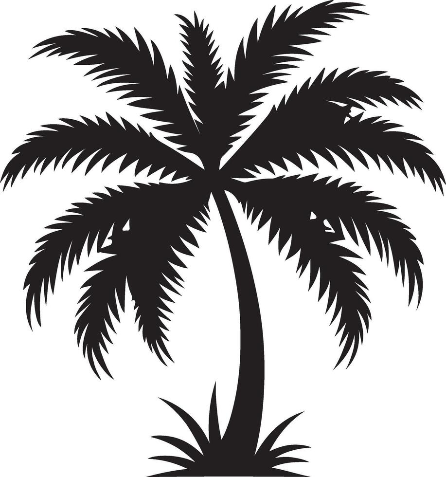 Tropical Palm Tree Silhouette Illustration on White for Relaxing Design Concepts vector