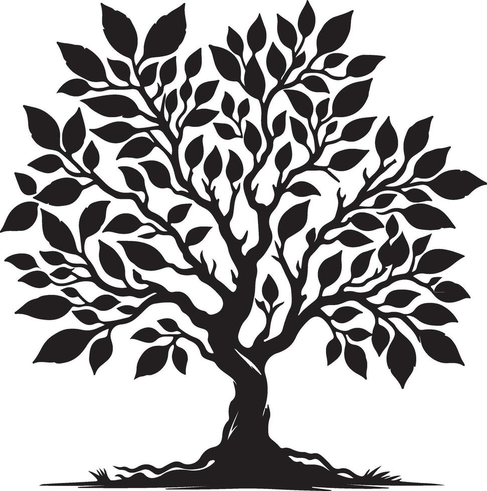 Minimal Black Tree Silhouette on White Background Perfect for Clean Design Projects vector