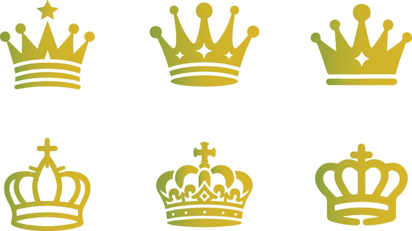 Royal King and Queen Crown Icon Set on White for Premium Branding and Event Designs vector